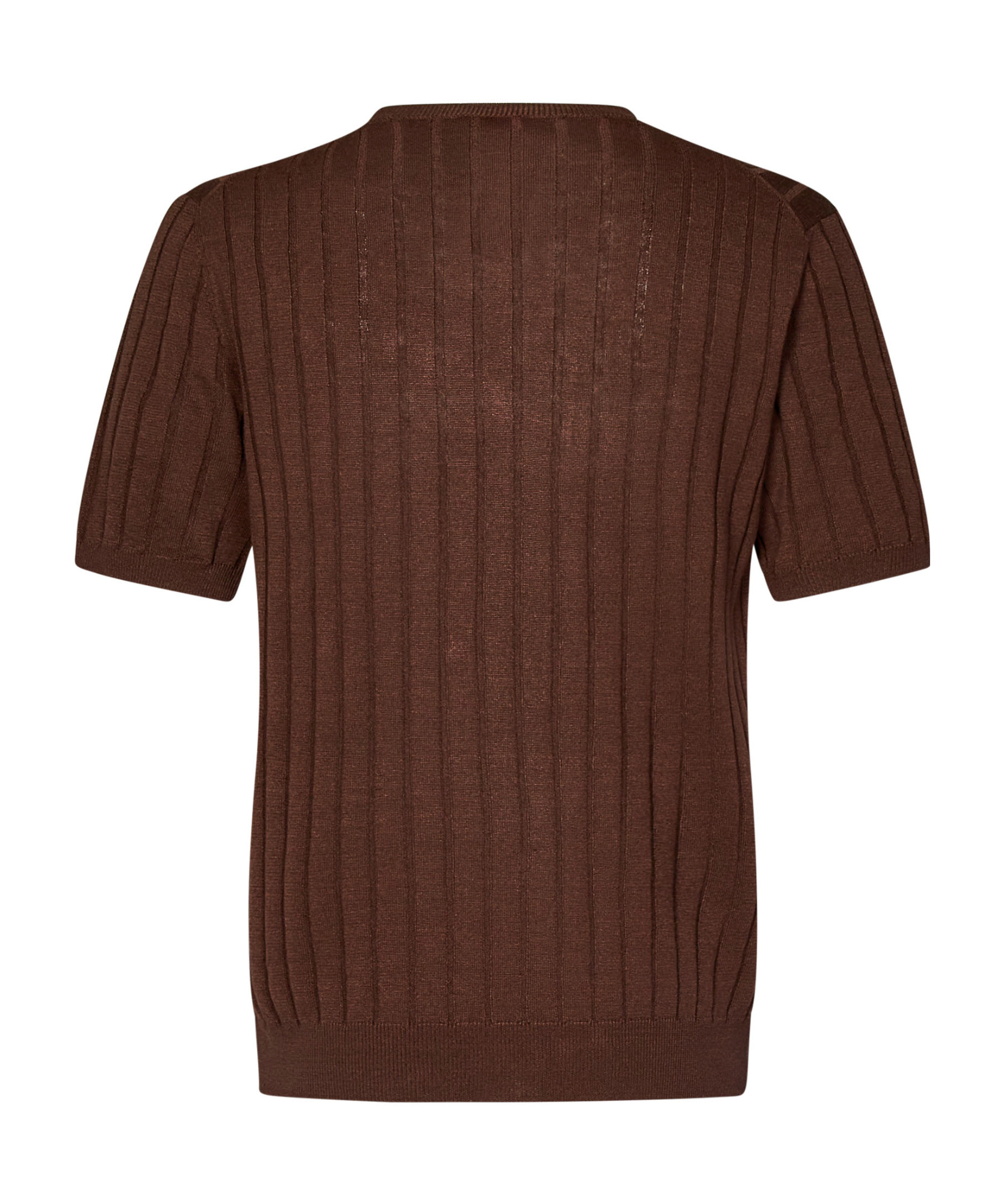 Boglioli Crewneck Brown Flat-ribbed Linen