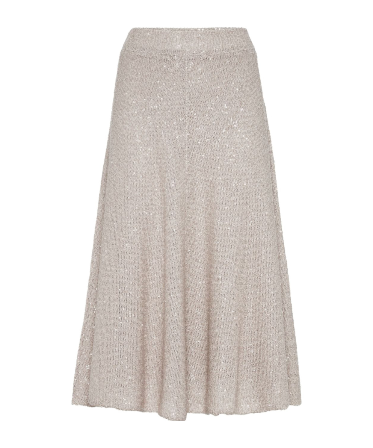 Brunello Cucinelli Sequin-embellished Knitted Midi Skirt In Nude