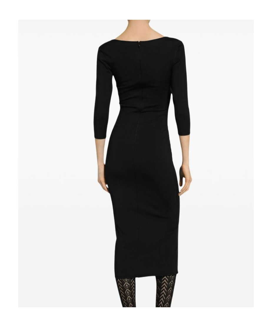 Dolce & Gabbana Viscose Jersey 3/4 Sleeve Midi Dress In Black