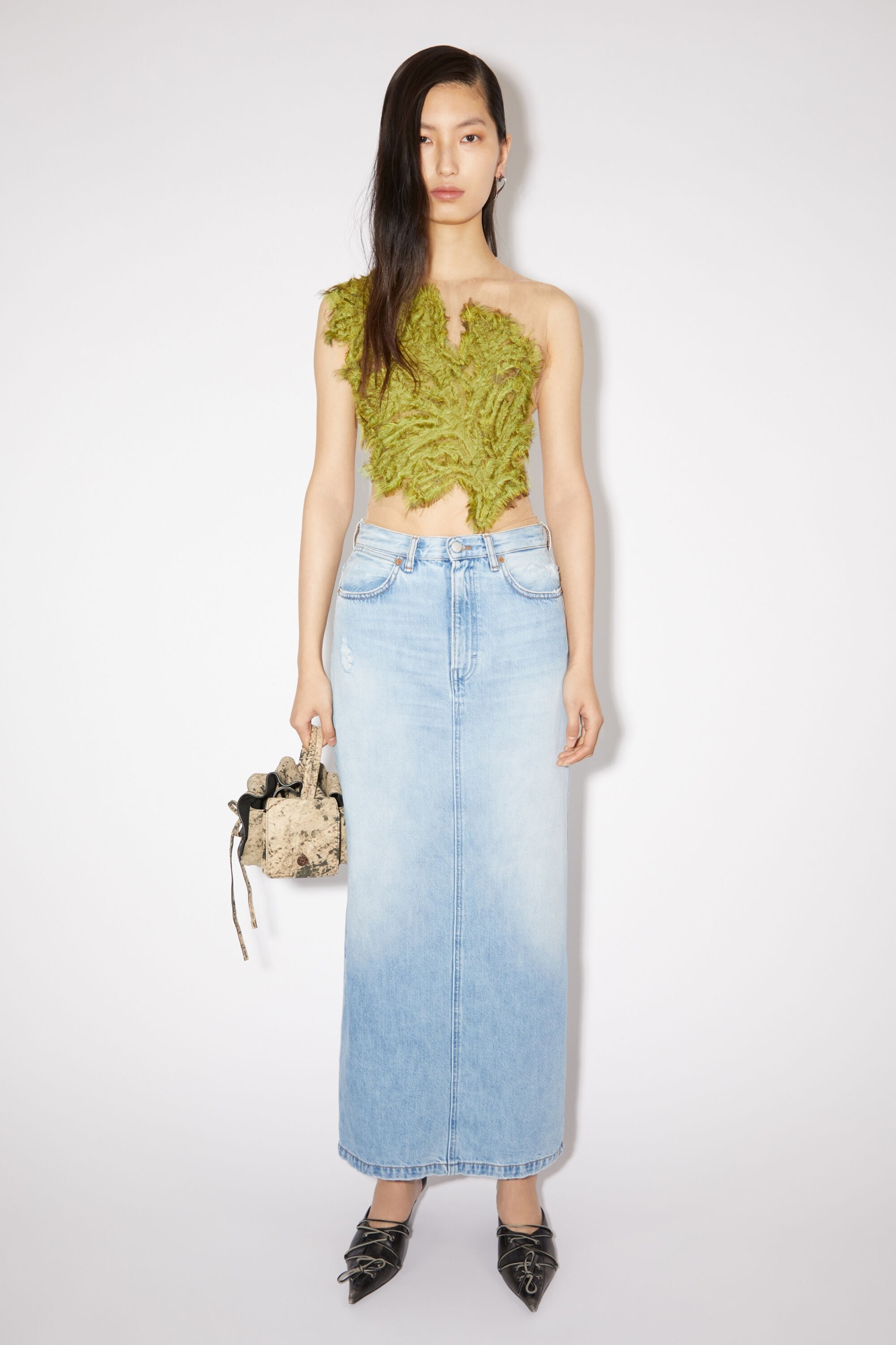 ACNE STUDIOS HIGH-WAISTED DENIM MAXI SKIRT 