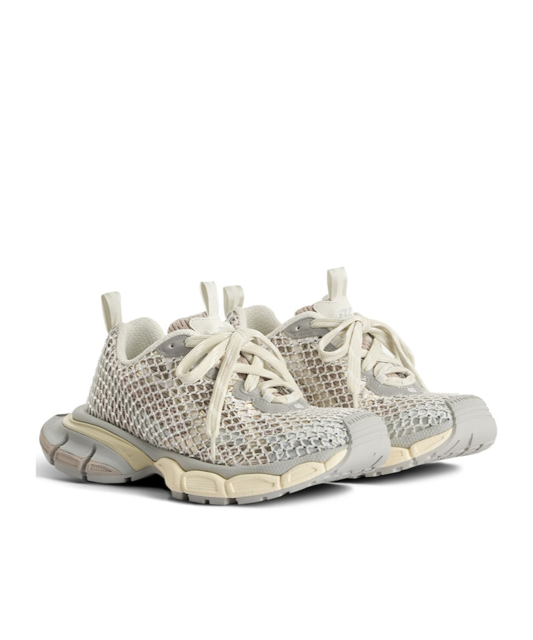 BALENCIAGA MEN'S 3XL FISHNET TRAINERS IN EGGSHELL