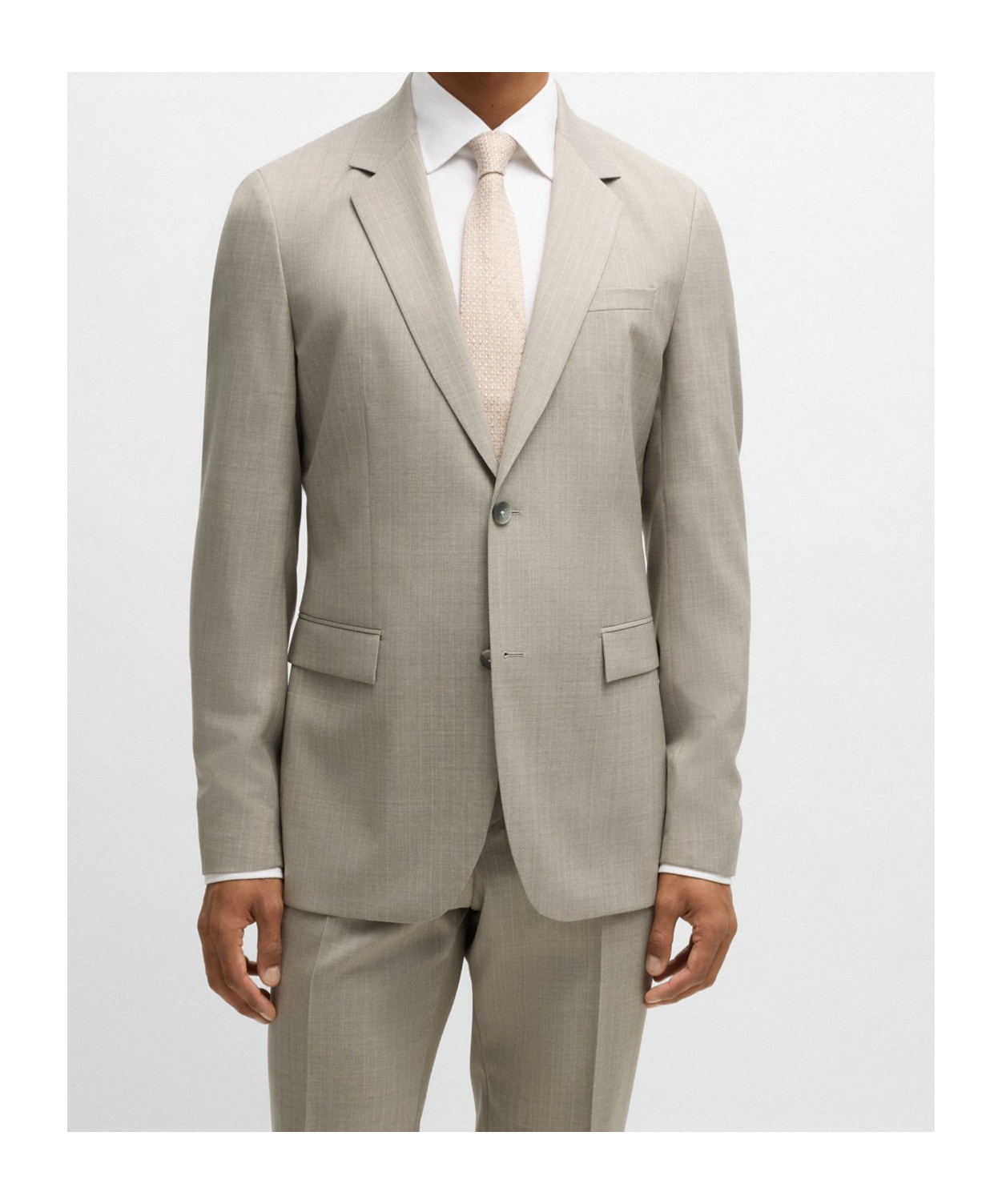 Hugo Boss Slim-fit Suit In Patterned Wool In Neutral