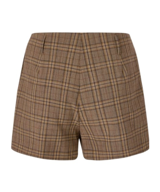 Pinko Wide Shorts With Checked Pattern In Brown