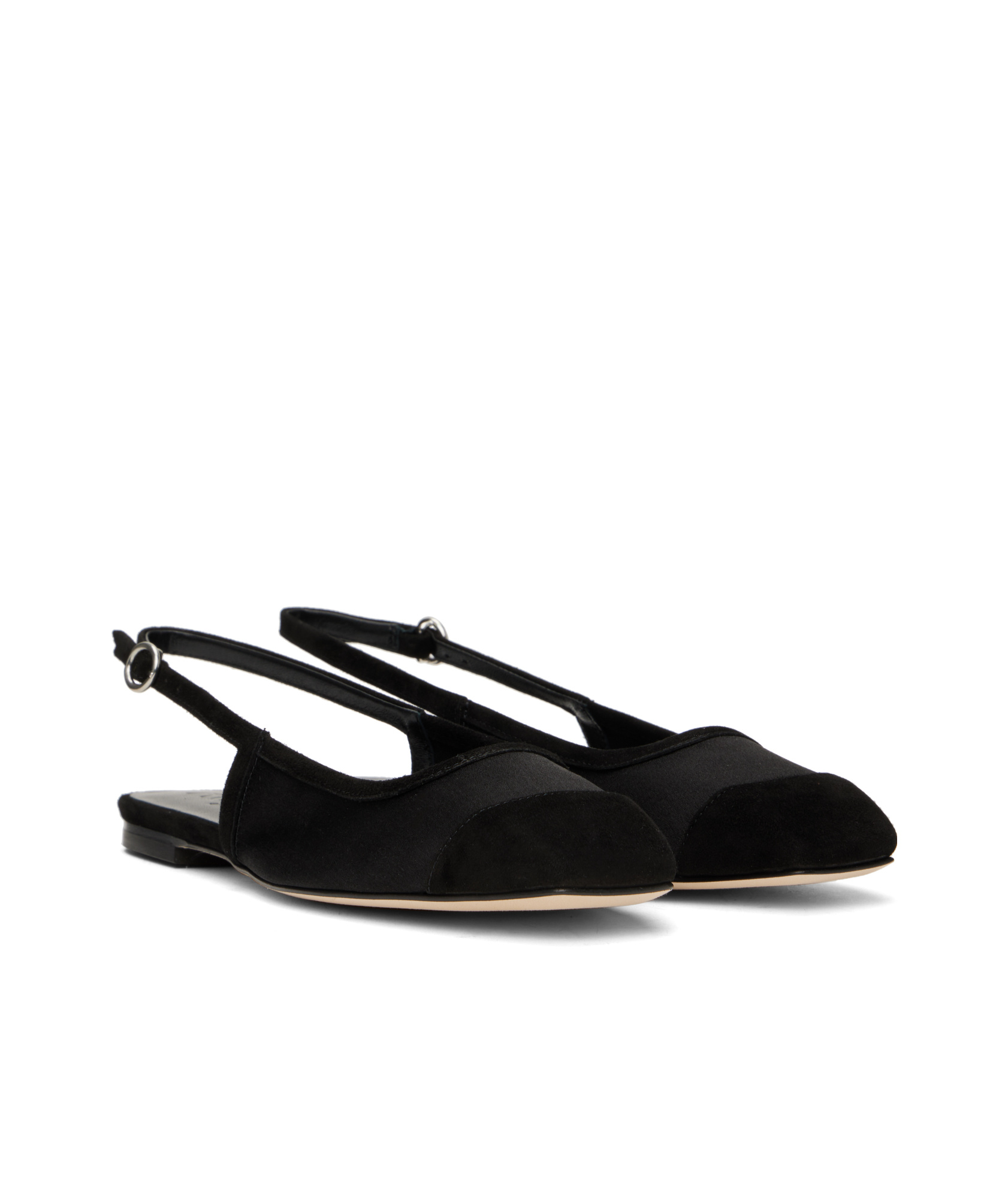 Aeyde Black Geraldine Satin Toe-cap Ballerina Flats