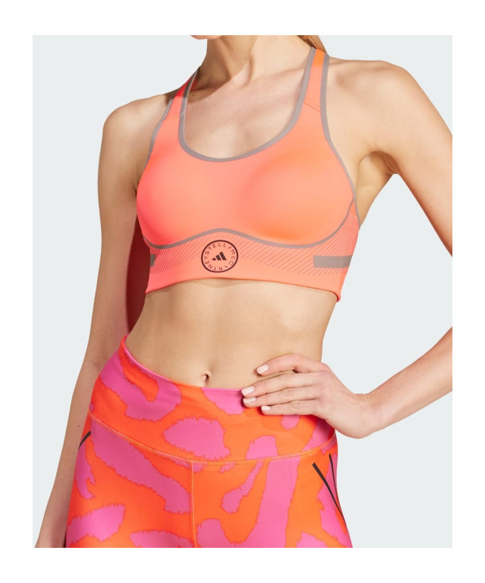Shop Adidas By Stella Mccartney Logo-print Padded Sports Bra In Pink