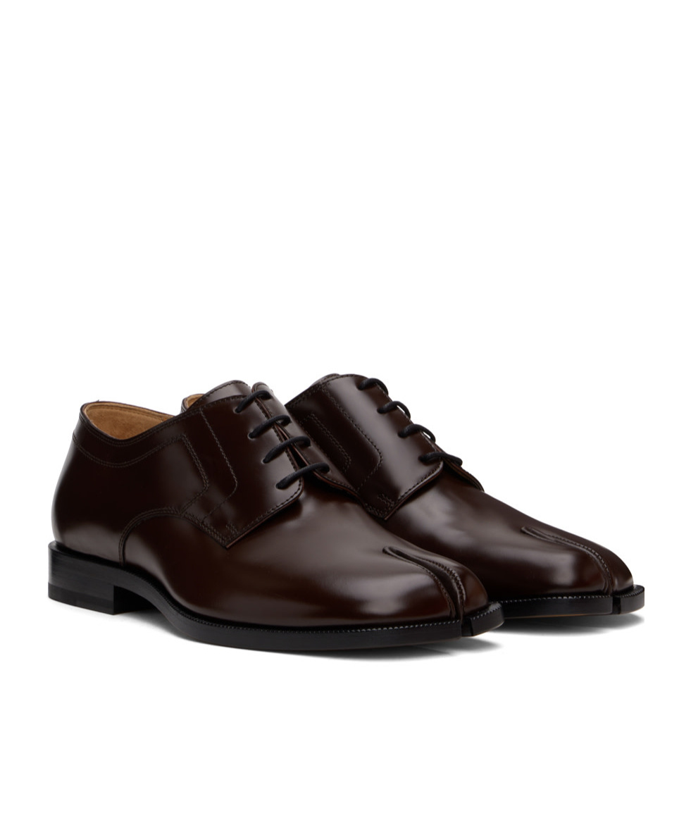 Maison Margiela Brown Tabi Lace-up Oxfords In Black