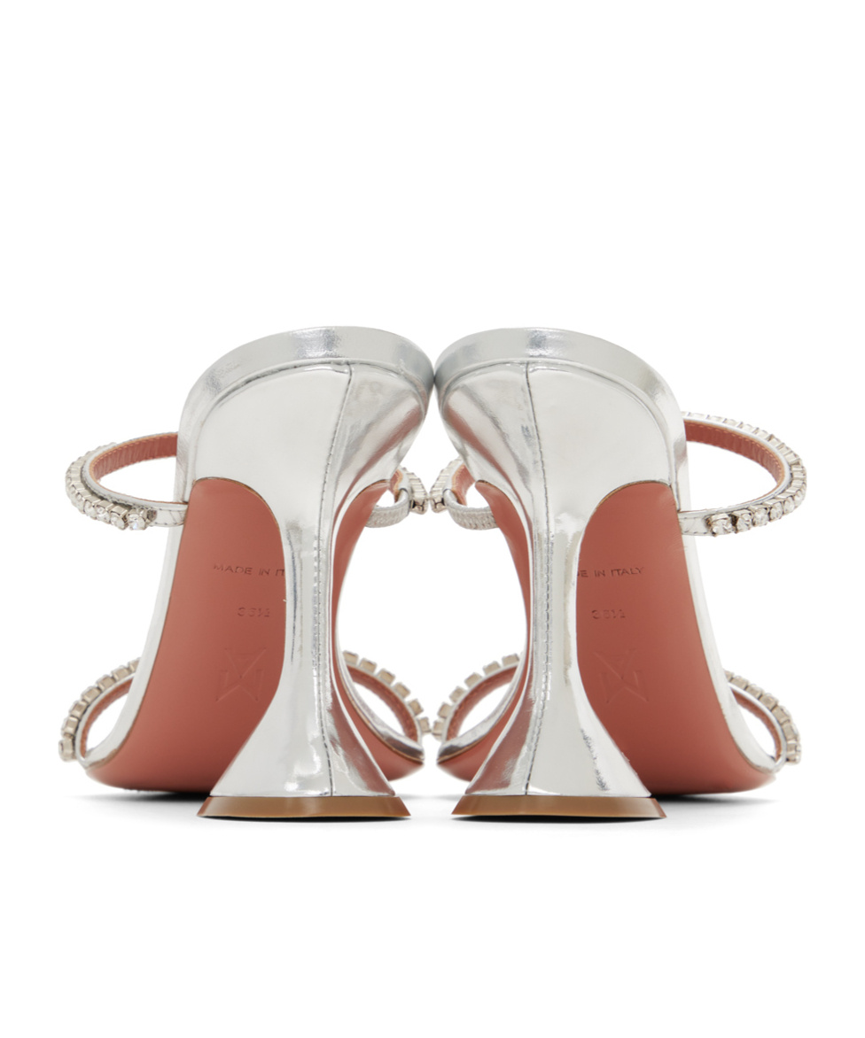 Shop Amina Muaddi Gilda Crystal High-heeled Sandals In White