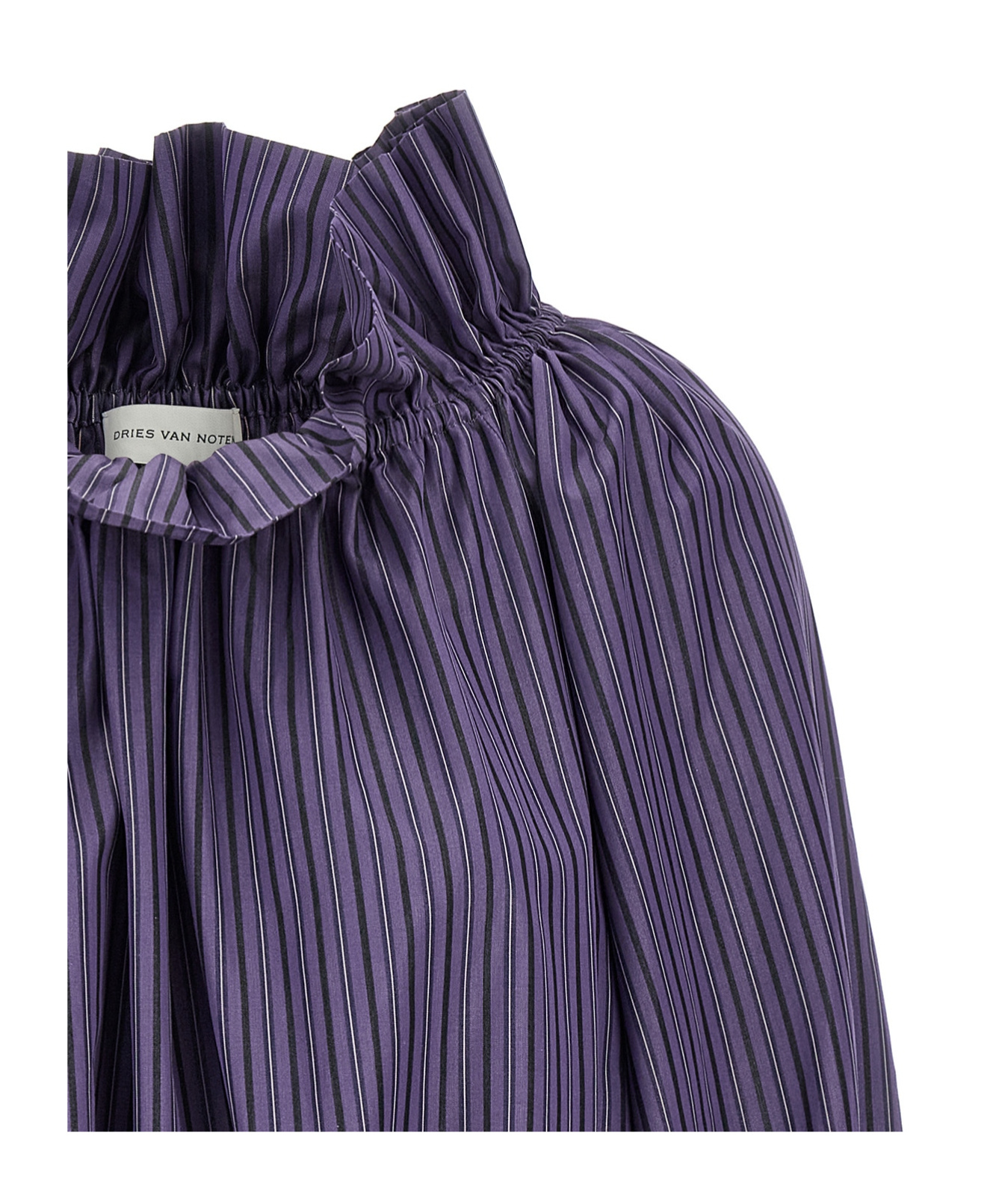 Dries Van Noten Frilled Top With Elasticated Hem And Long Sleeves