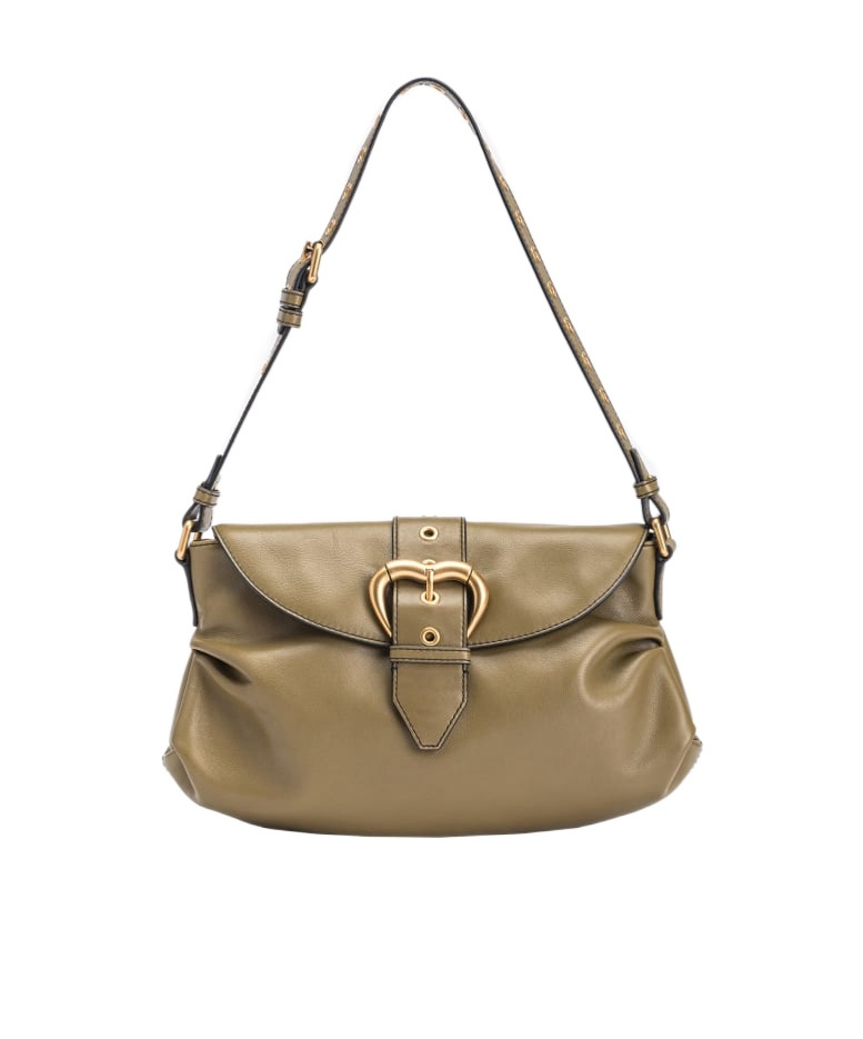 Pinko Classic Jolene Leather Shoulder Bag In Brown