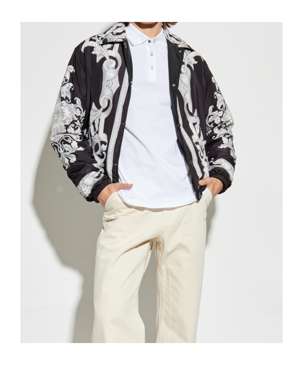 Versace Reversible Black Jacket With Baroque Print