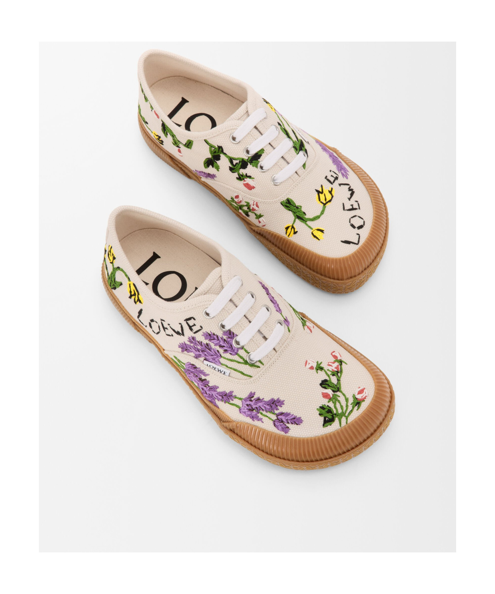 Loewe Terra Vulca Embroidered Canvas Sneakers In White