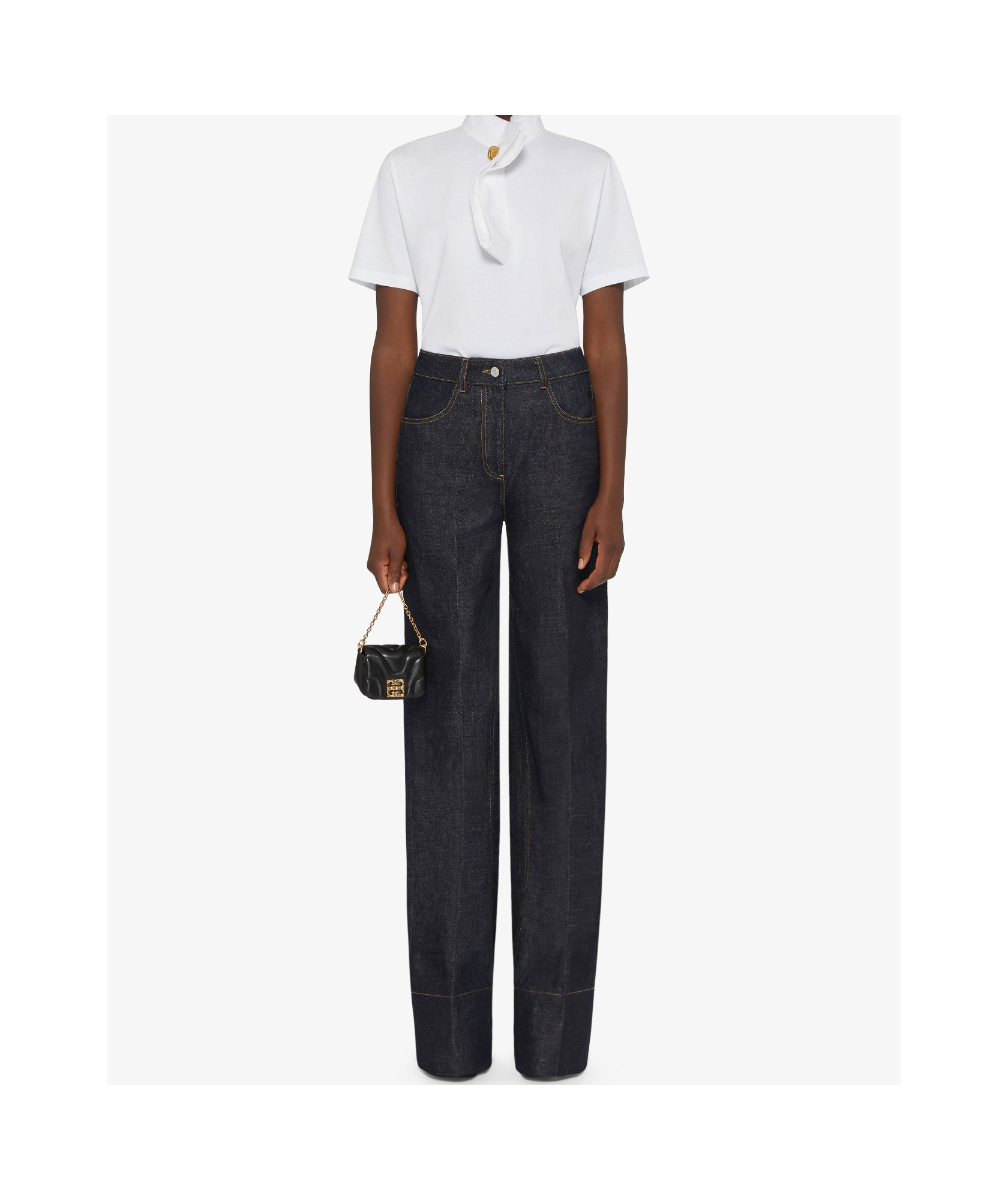 Givenchy T-shirt In Cotton With Buttoned Collar In White