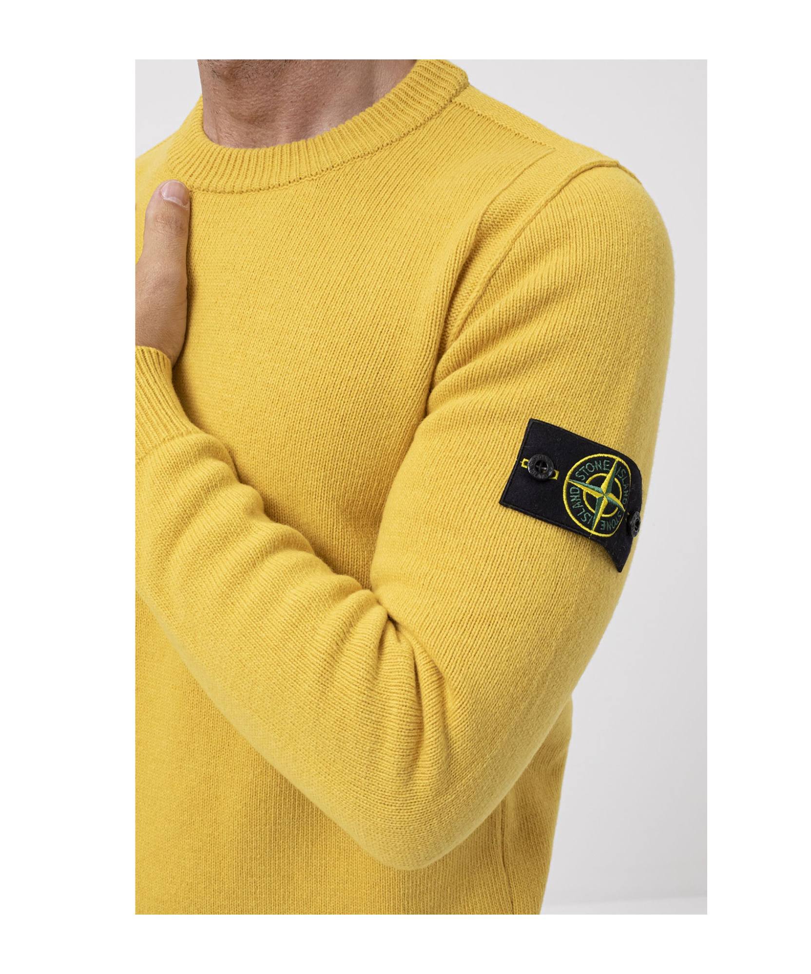 Stone Island Round Neck Sweater In Yellow