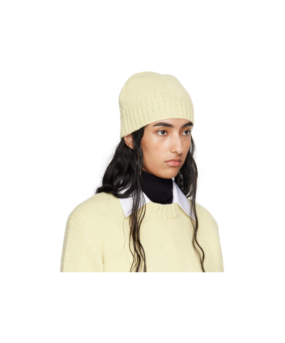 Jil Sander Yellow Irregular Texture Wool Beanie