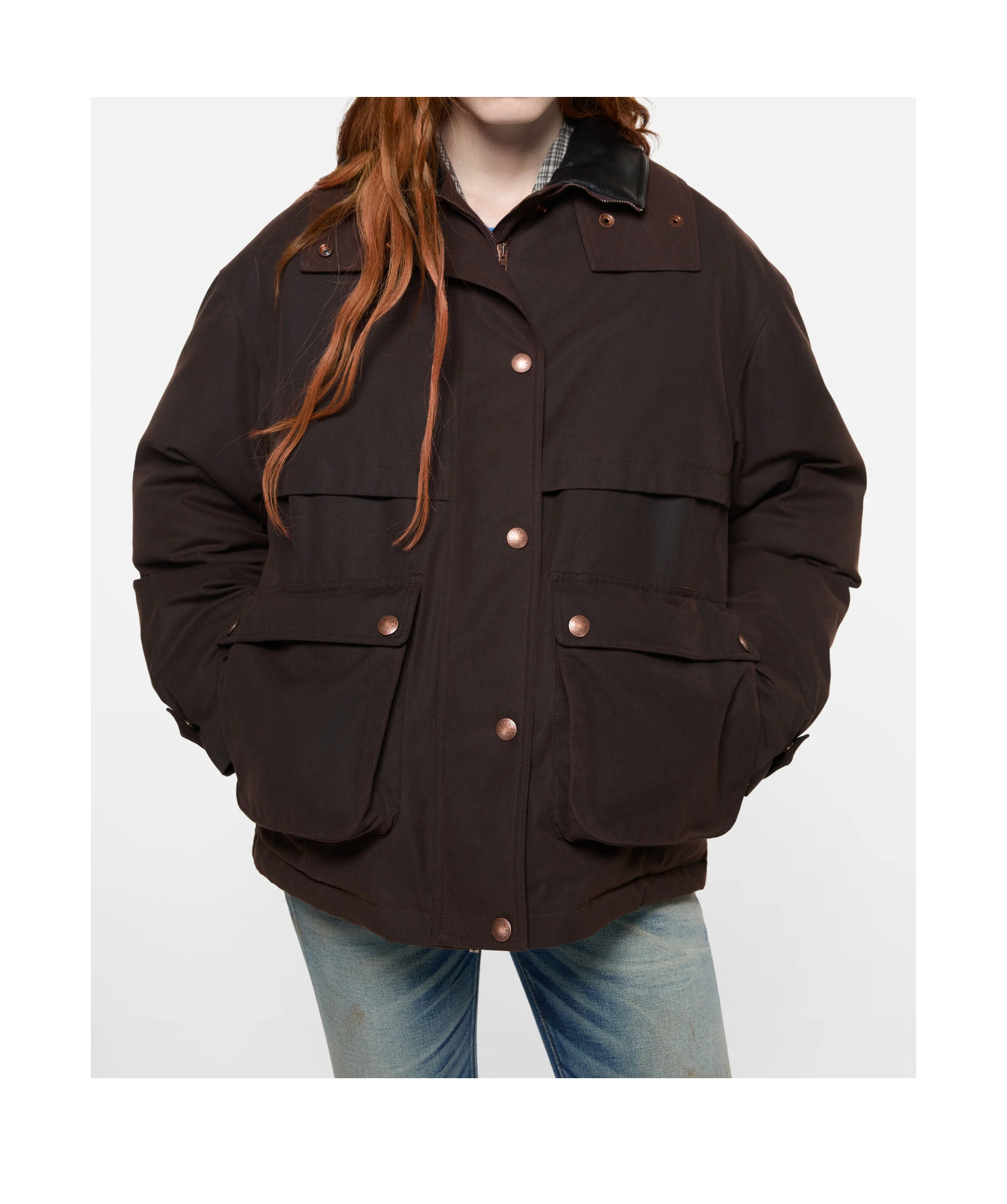 Acne Studios Long-sleeved Down Jacket In Dark Brown