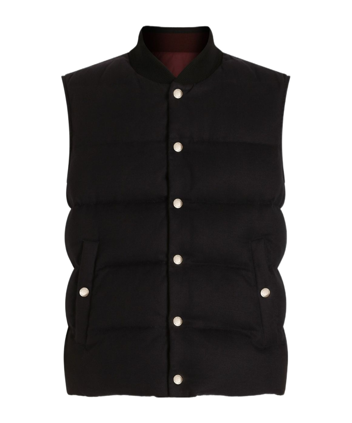 Dolce & Gabbana Quilted Sleeveless Reversible Ribbed Collar Jacket In Black