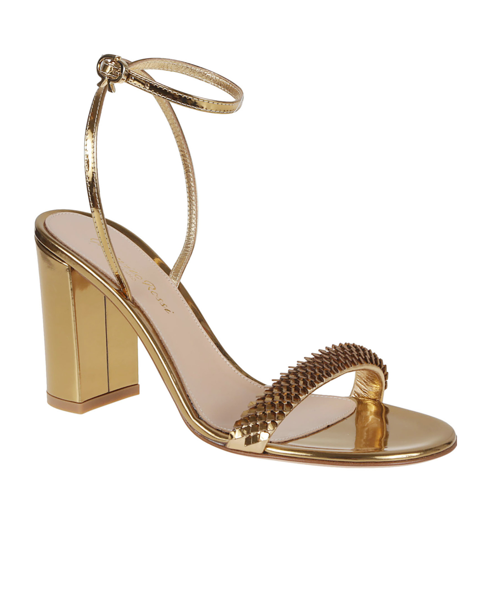 Gianvito Rossi Calissa Sandals With Iconic Ribbon Buckle In Gold