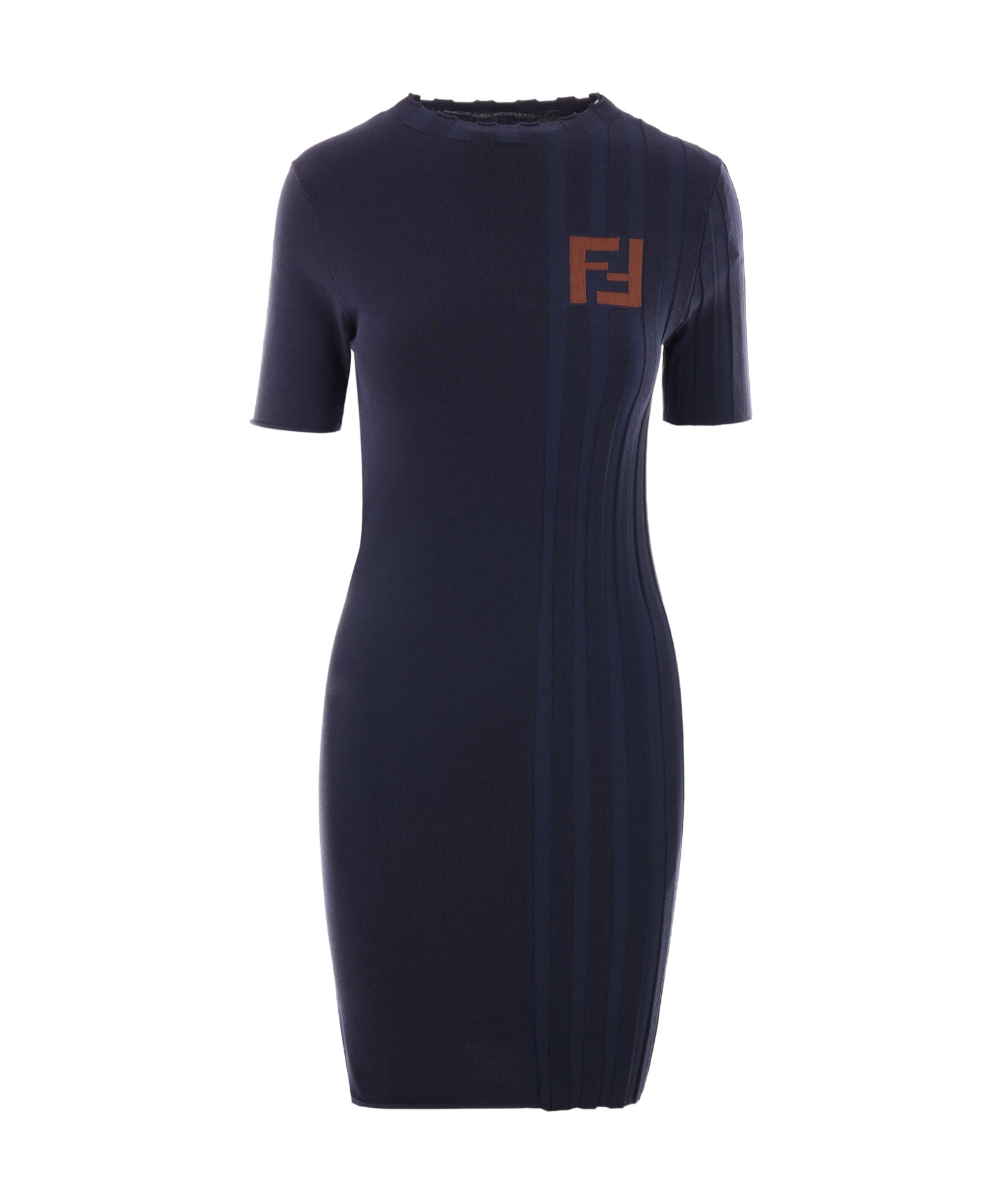 Fendi Signature Logo Midi-dress In Black