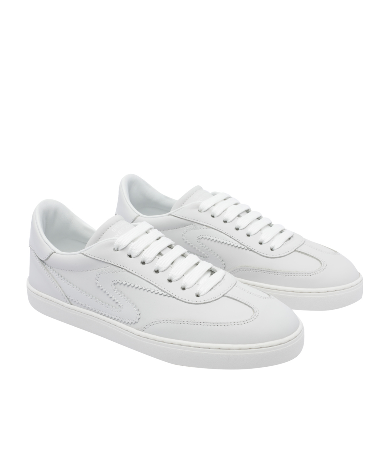 Stuart Weitzman Runaround Leather Low-top Sneakers In White