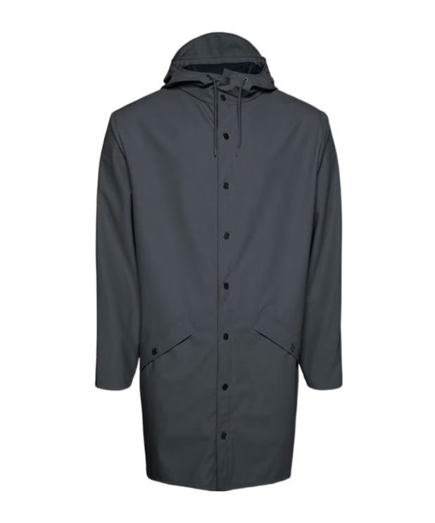 Rains Long-sleeved Hooded Raincoat In Black