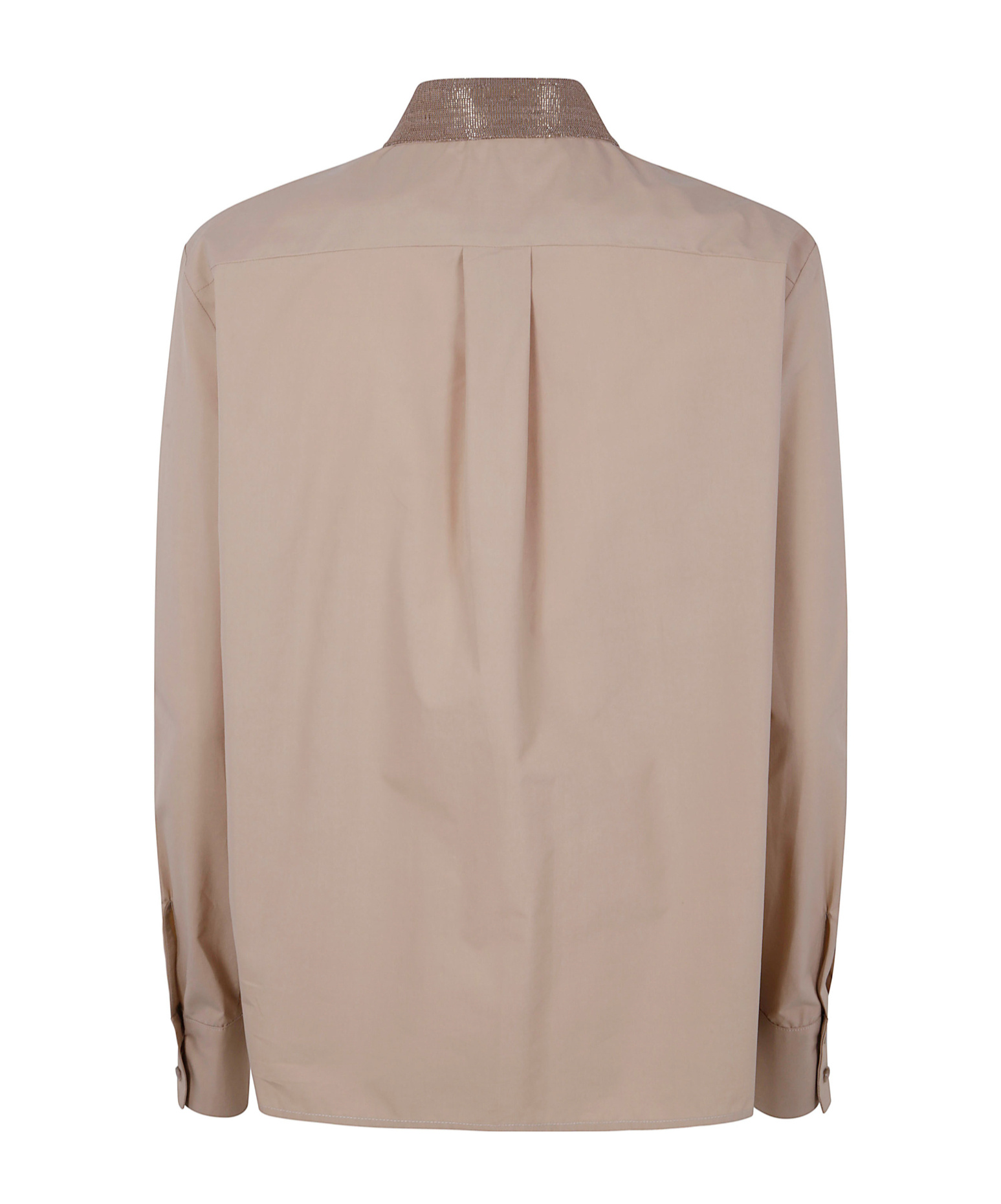 Fabiana Filippi Shirt With Filo Diamante Collar In Brown