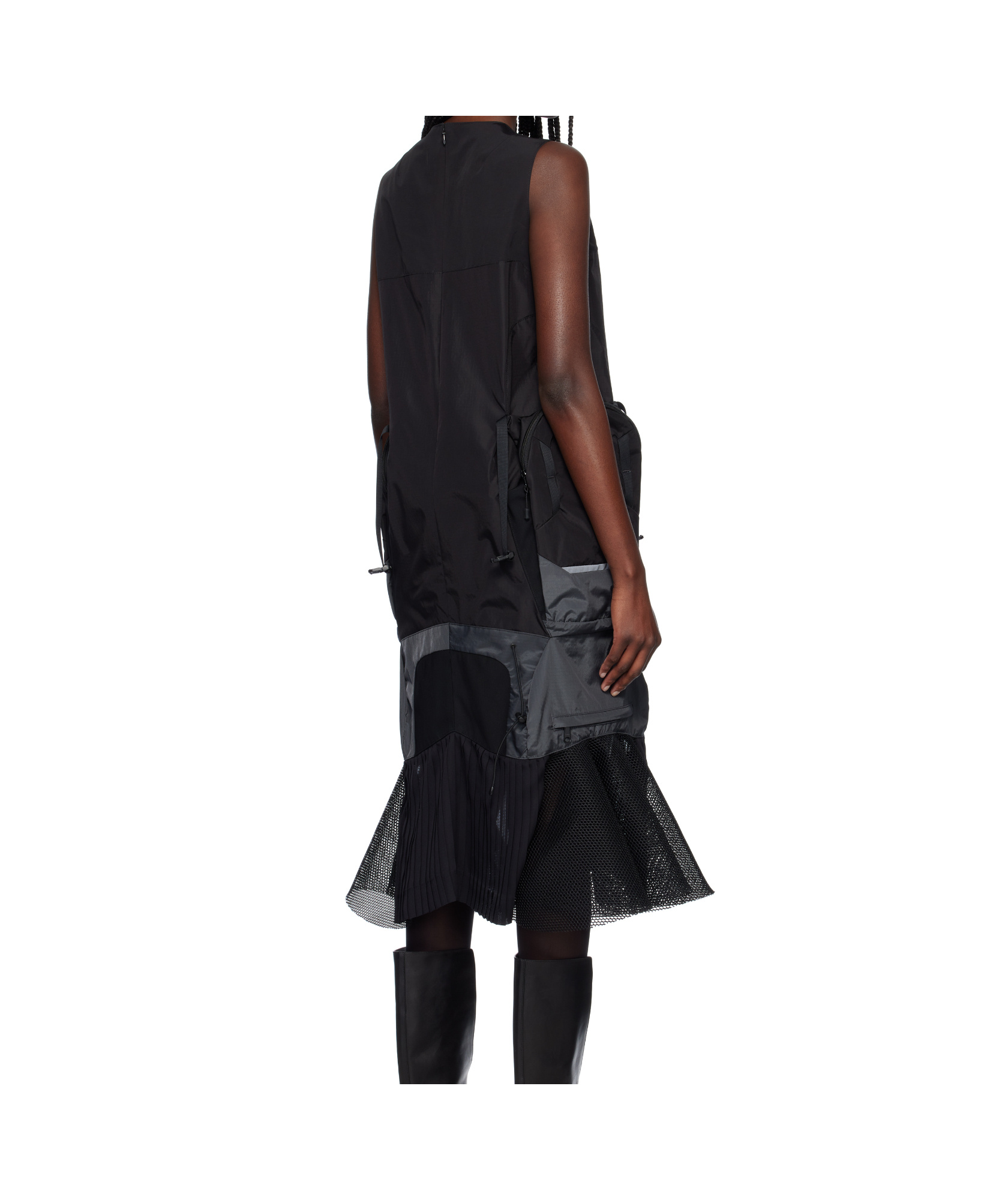 Junya Watanabe Black Paneled Midi Dress In Black