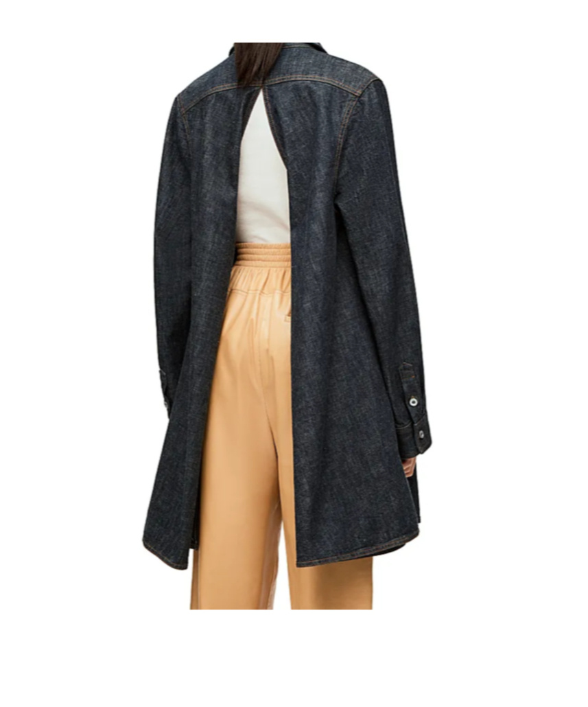 Loewe Long-sleeved Denim Coat In Blue