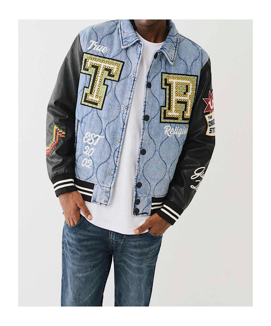 True Religion Long-sleeved Denim Coat In Blue