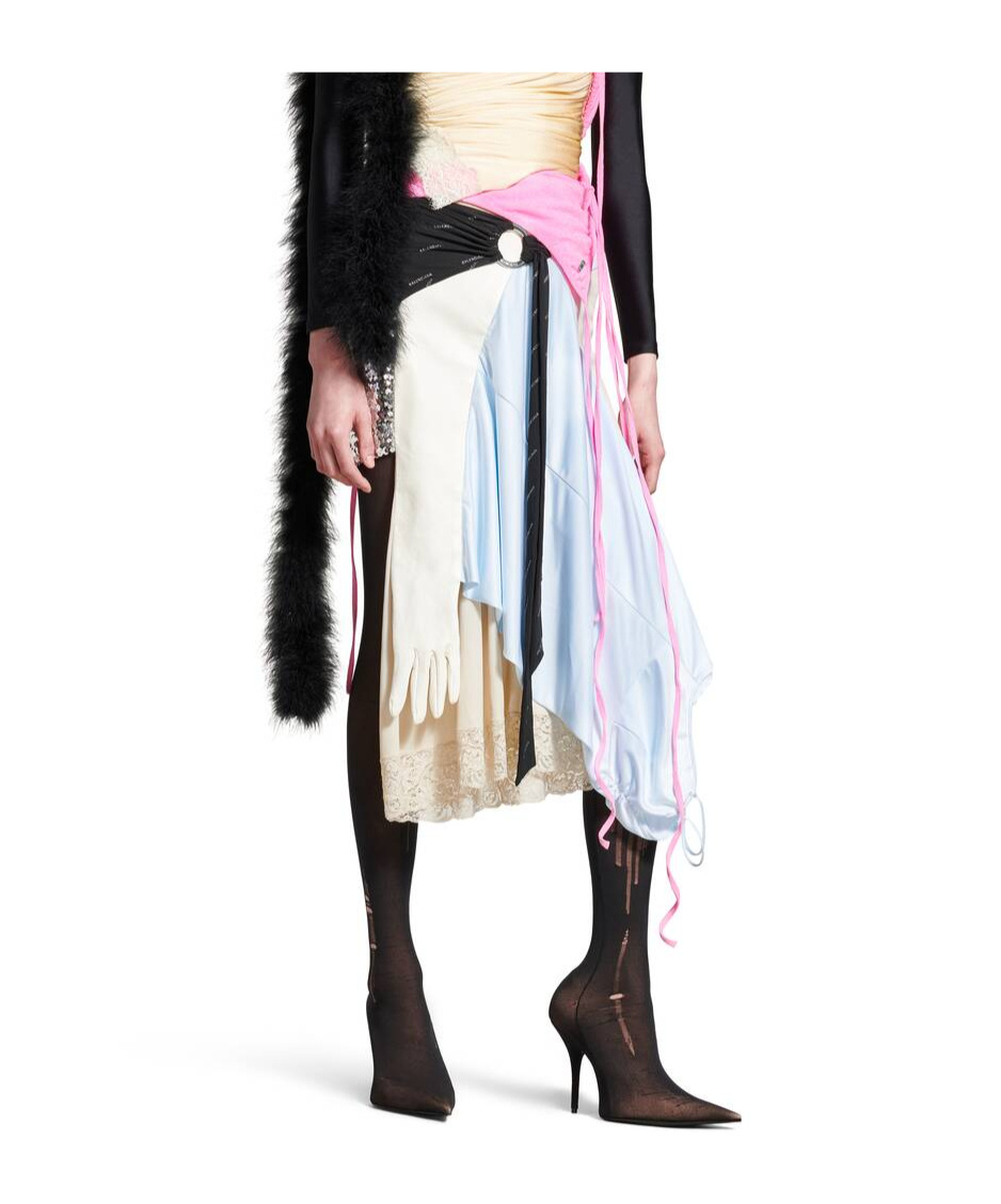 Balenciaga Women's Messy Patched Skirt In Multicolored In White