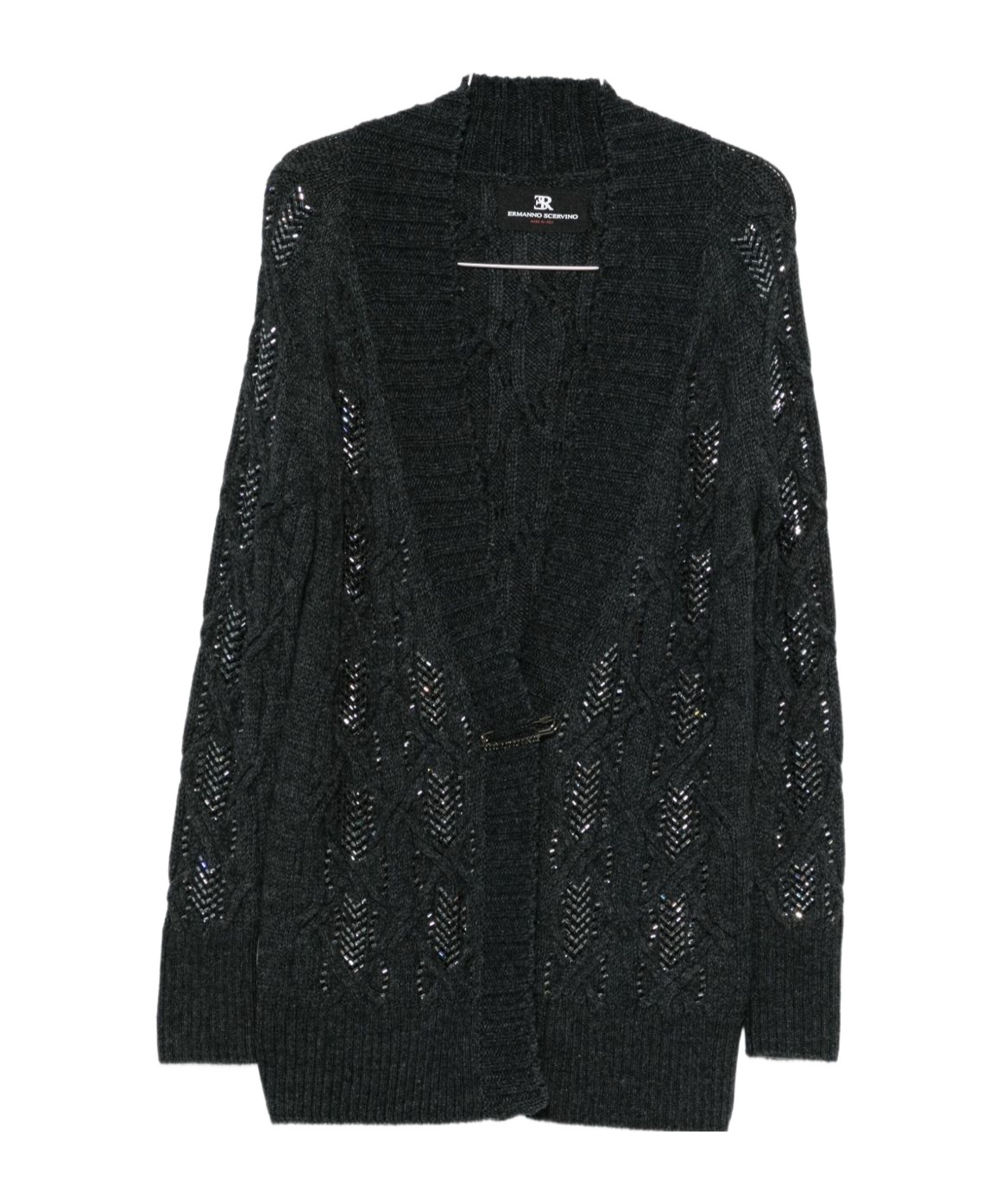 Ermanno Scervino Cable-knit Cardigan In Black