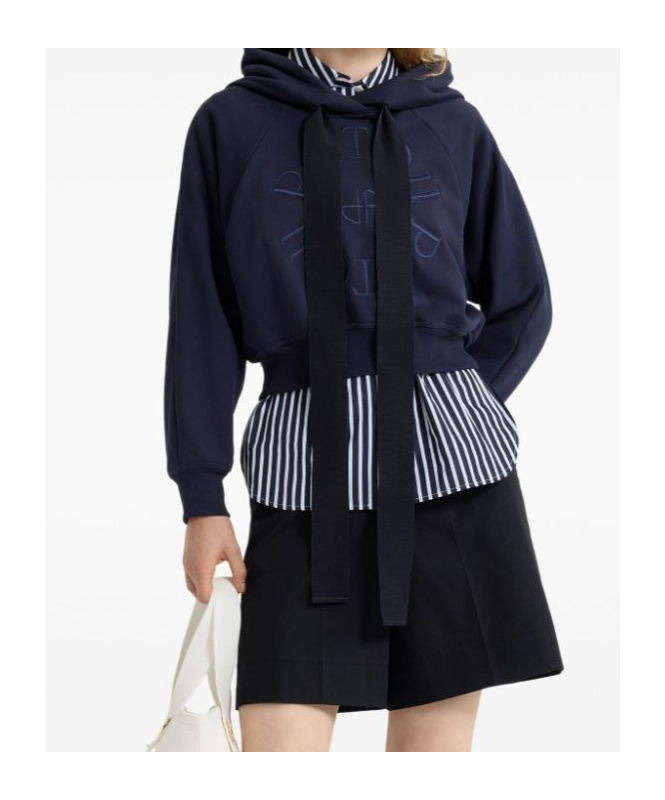 Patou Medallion Cropped Cotton Hoodie In Black