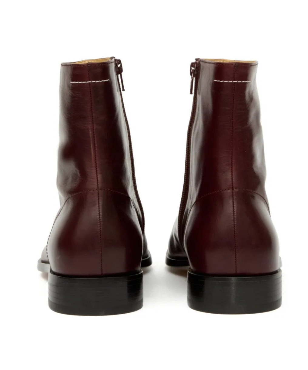 Mm6 Maison Margiela Ankle Boot With Polished Leather Upper In Brown