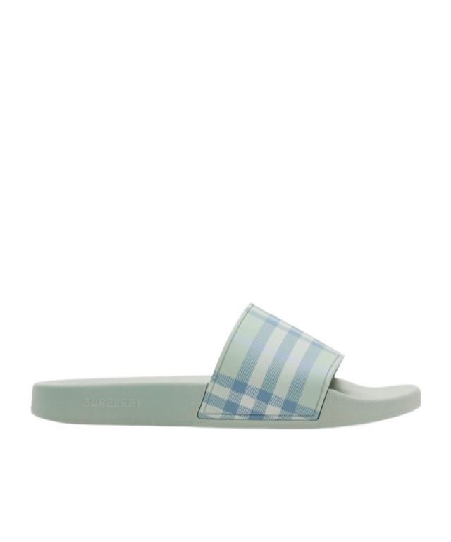 Burberry Check-pattern Slides In Blue