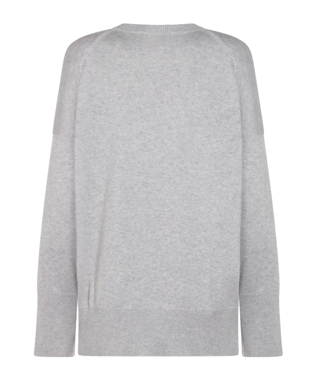Brunello Cucinelli Soft Texture Crewneck Knitwear With Ribbed Finish In Gray