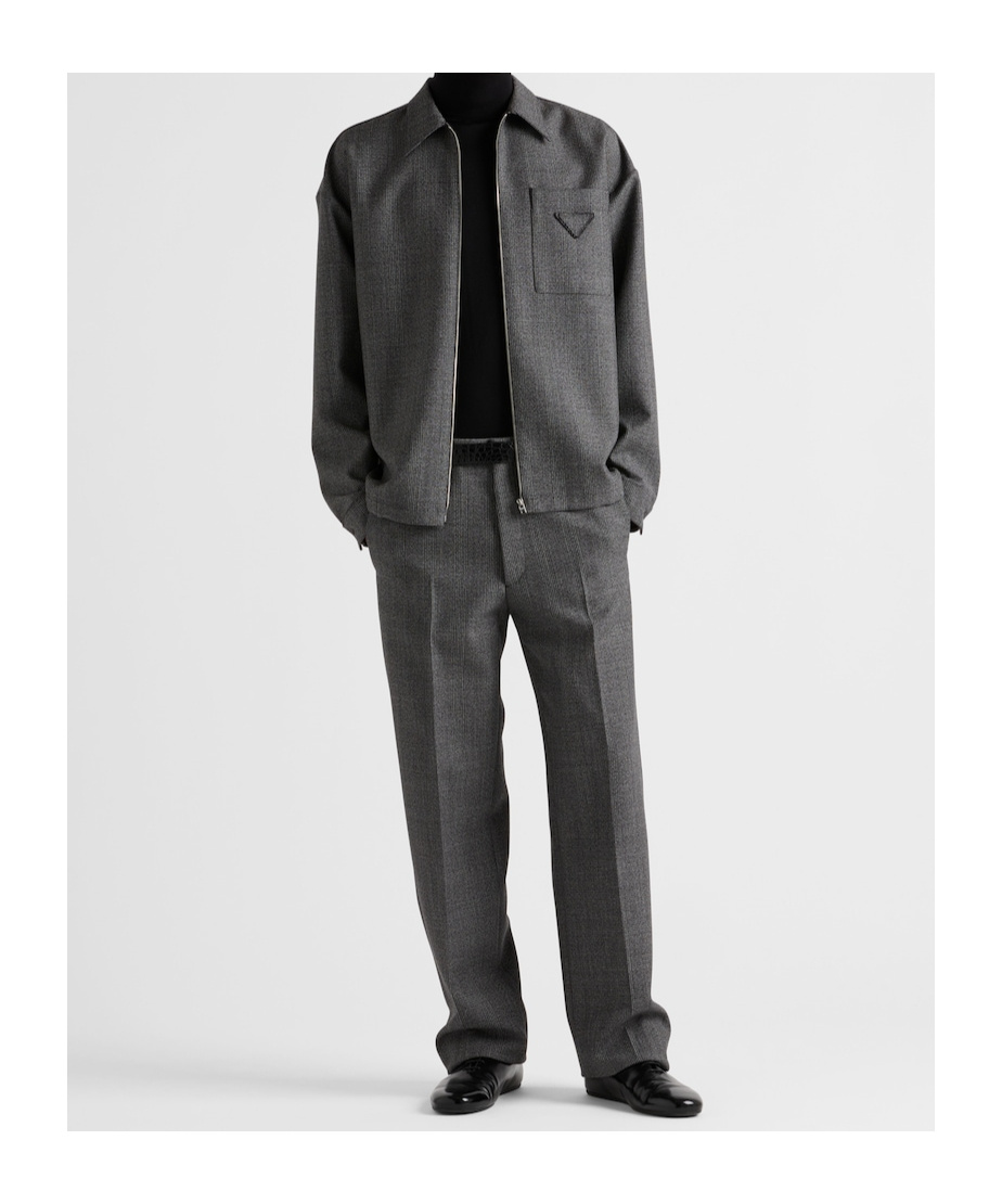 Prada Wool Belt-loop Casual Pants In Gray