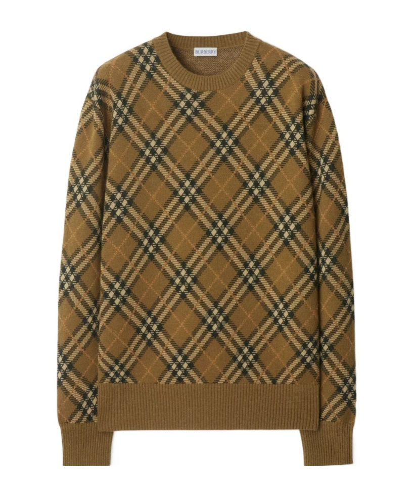 Burberry Check-pattern Wool Sweater In Brown