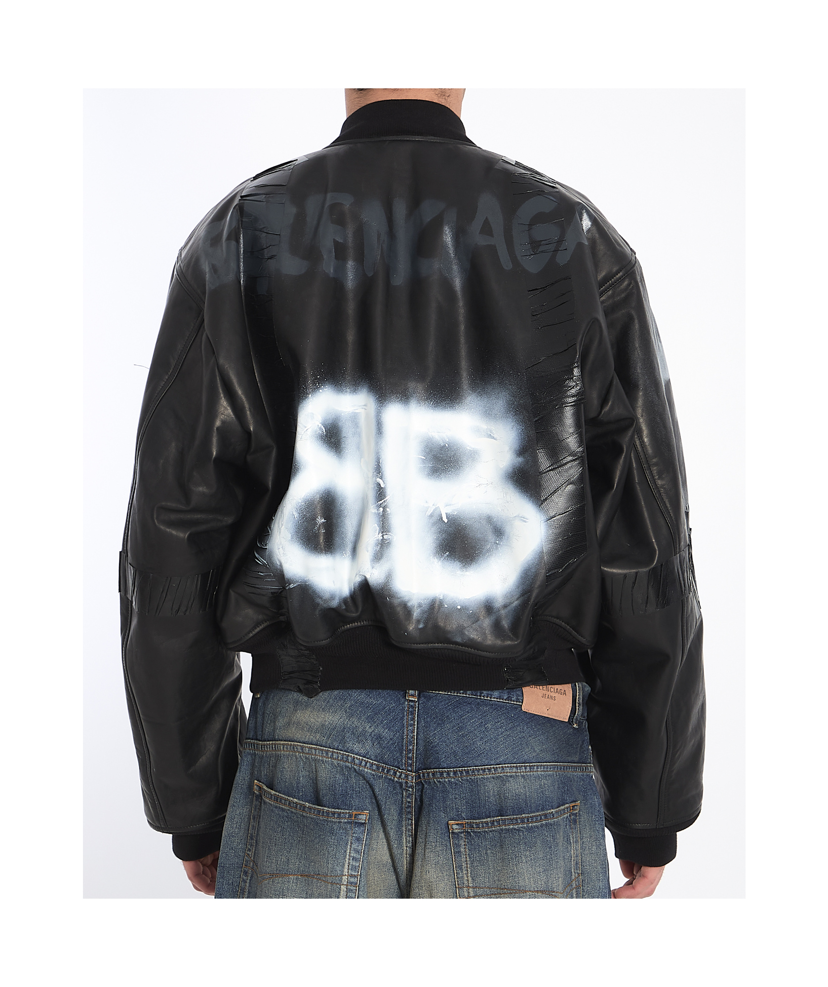 Balenciaga Zippered Pilot Leather Jacket In Black