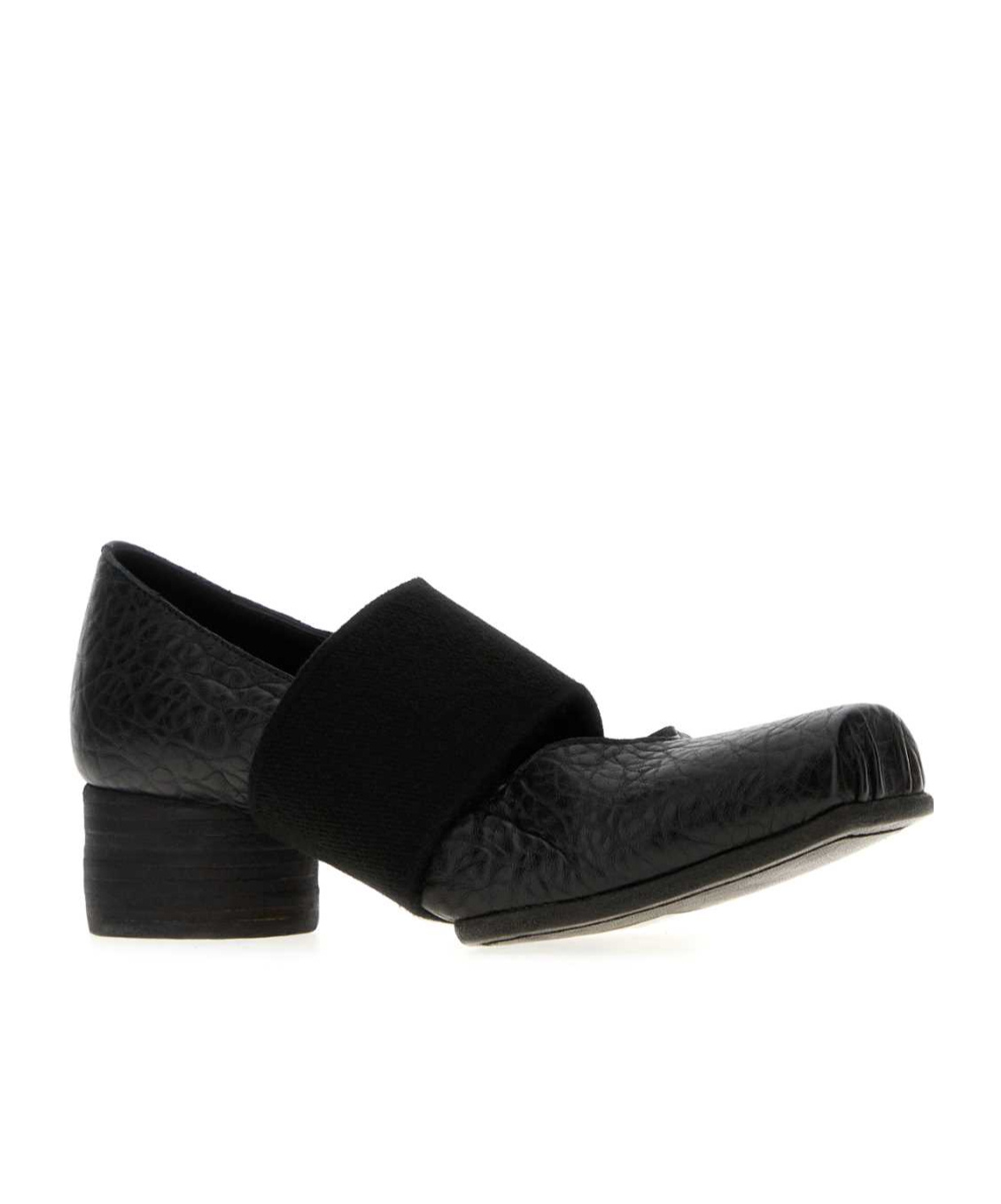 Uma Wang Elasticated-band Grainy-leather Ballet Flats In Black