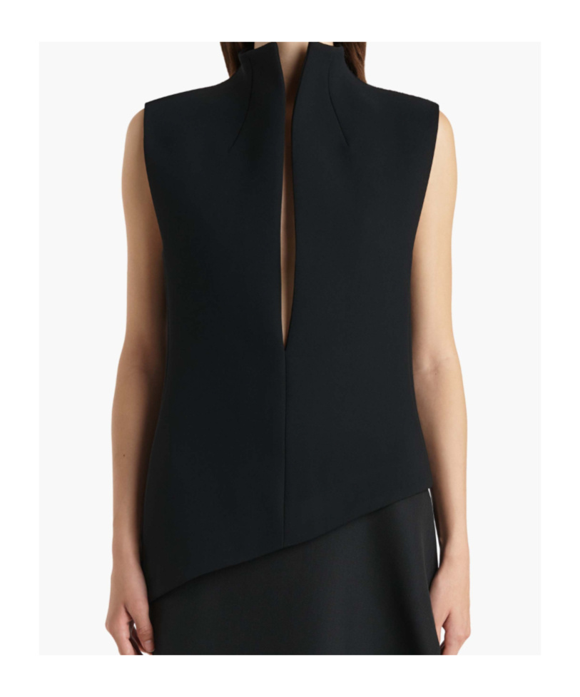 Khaite Asymmetrical Von Sleeveless Top In Black