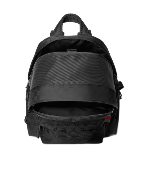 Gucci Medium Gg Black Backpack With Web Label Men In Black