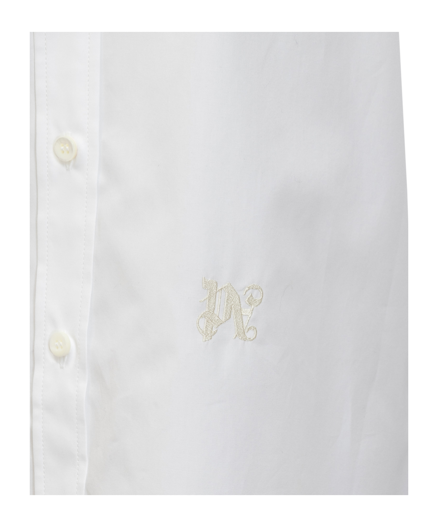 Palm Angels Monogram Embroidered Loose Shirt In White