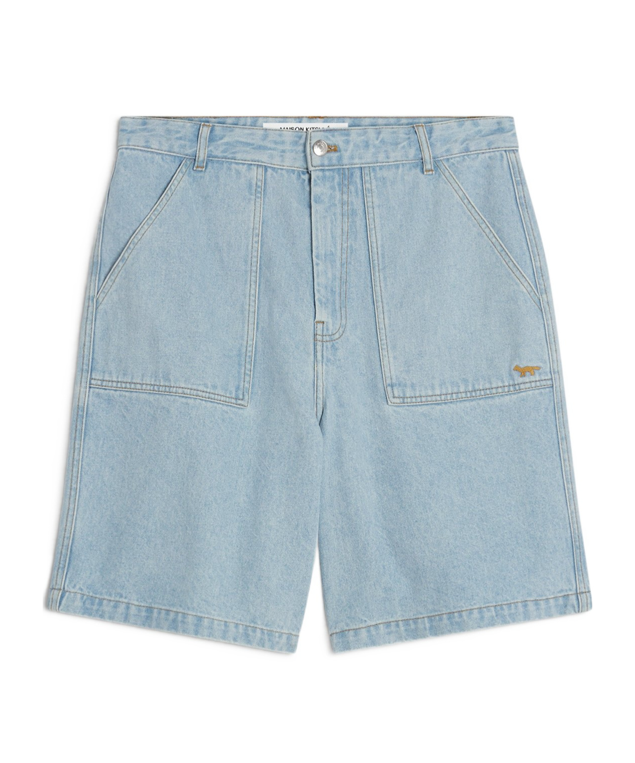 Shop Maison Kitsuné Denim Shorts In Water Washing