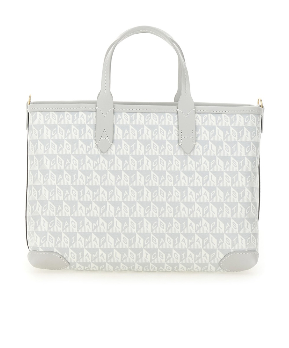 Anya Hindmarch Printed Canvas Xs I Am A Plastic Bag Handbag In White
