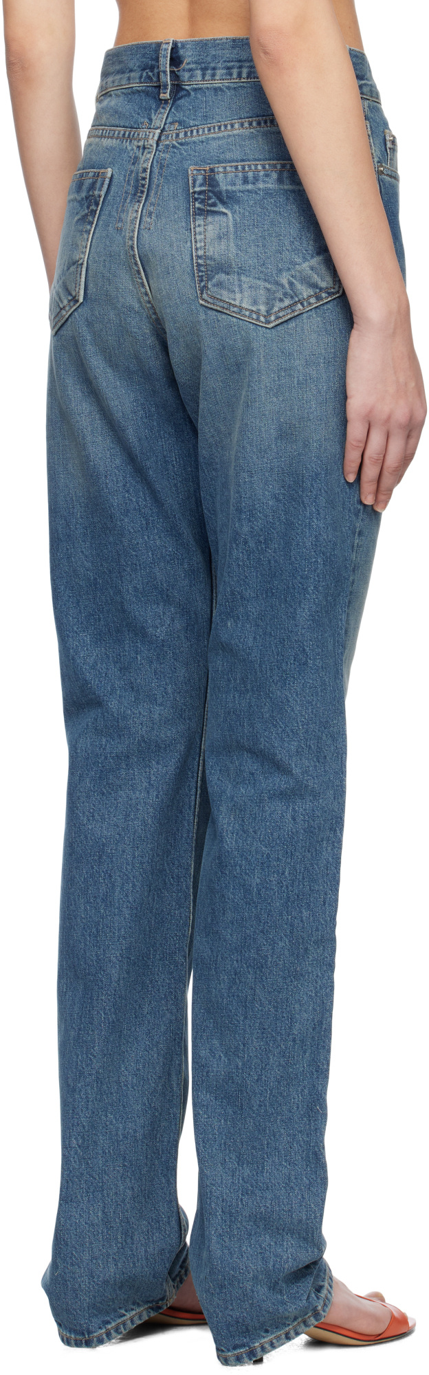 Rick Owens Drkshdw Blue Hollywood Granbury Jeans In Washed Indigo