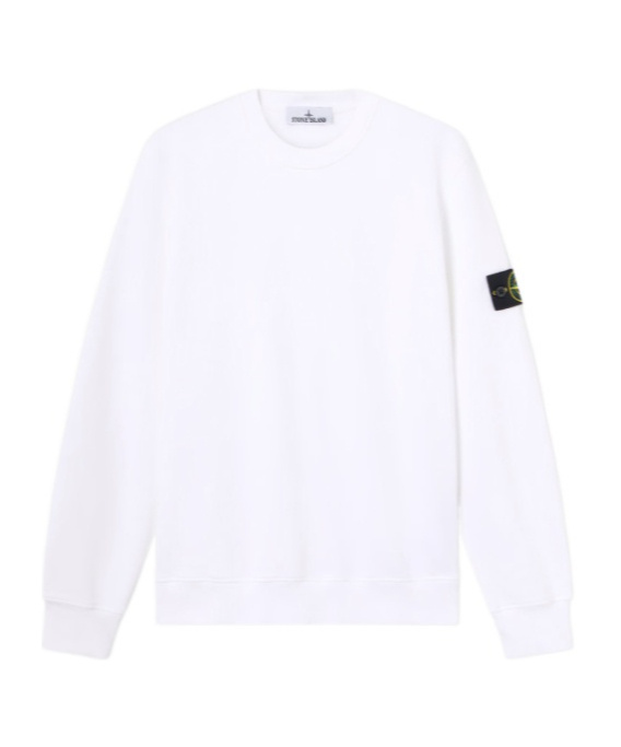 Stone Island Regular-fit Crewneck Sweatshirt With Elasticated Cuffs In White