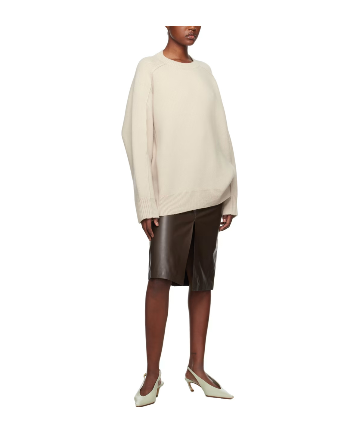 Shop Lanvin Cape-back V Irgin-wool Blend Jumper In Nude