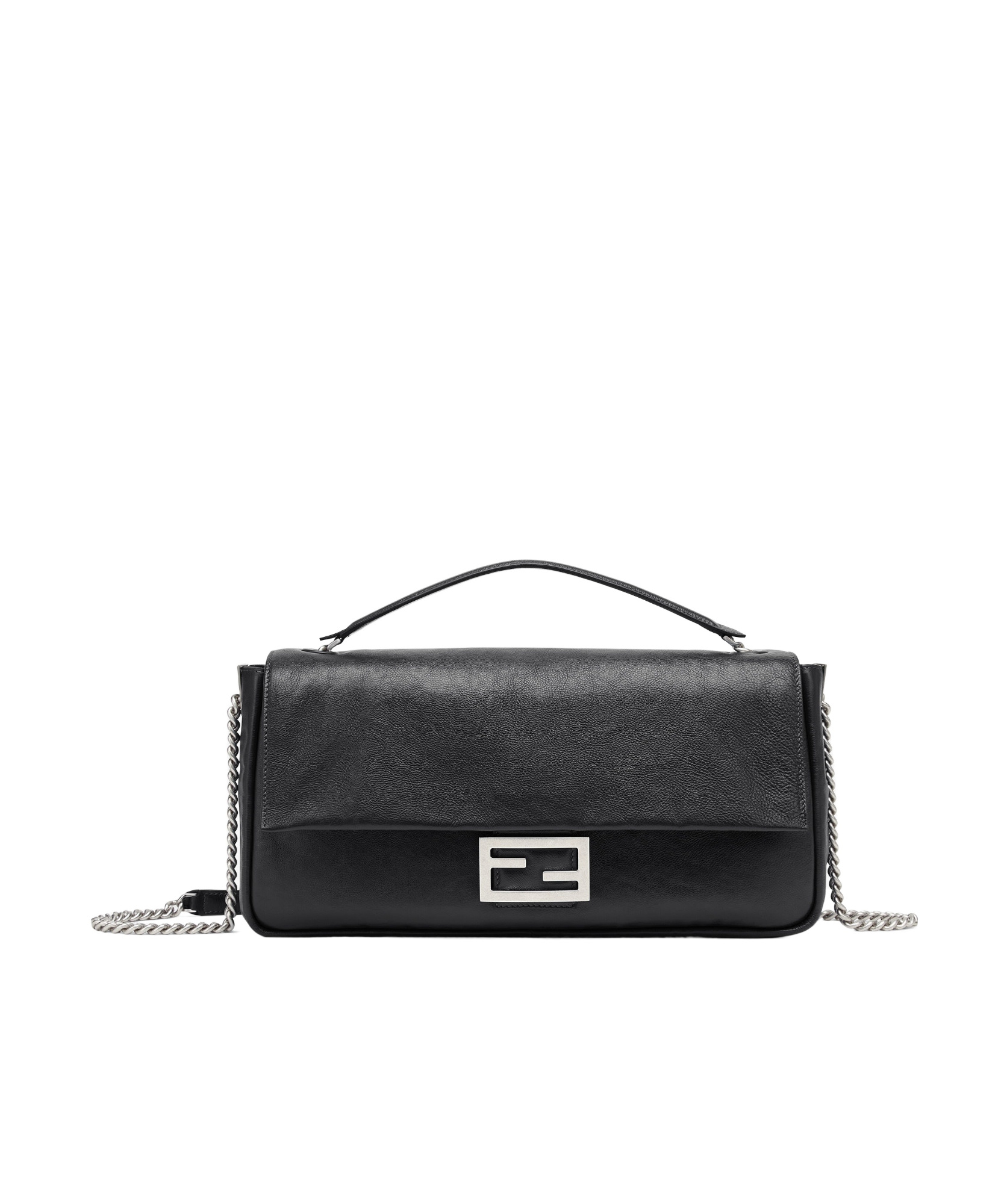 Fendi Baguette Chain Large Shoulder Bag In Black