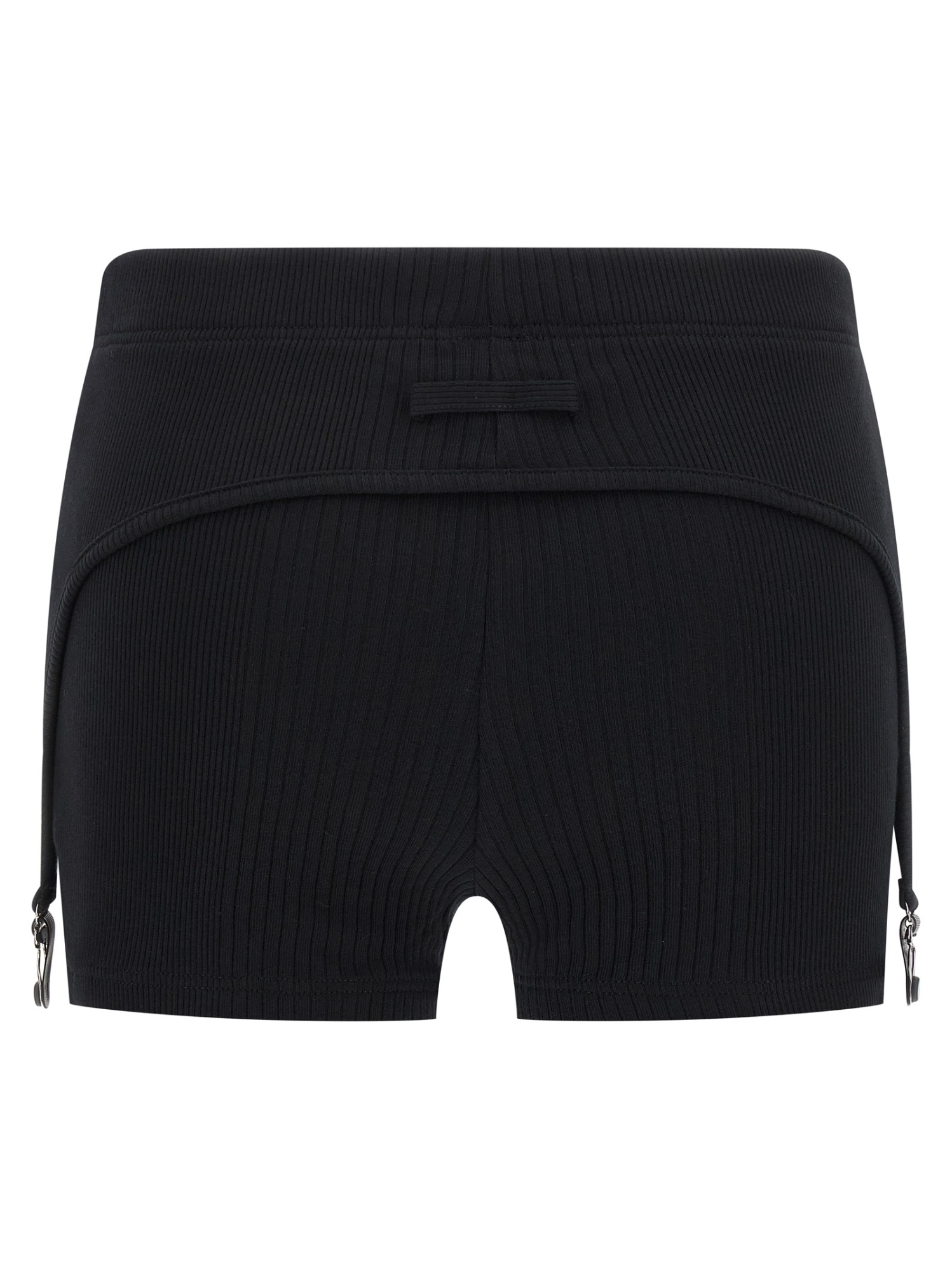 Jean Paul Gaultier Cotton Ribbed Mini Short With Lingerie Garter Clothing In Black