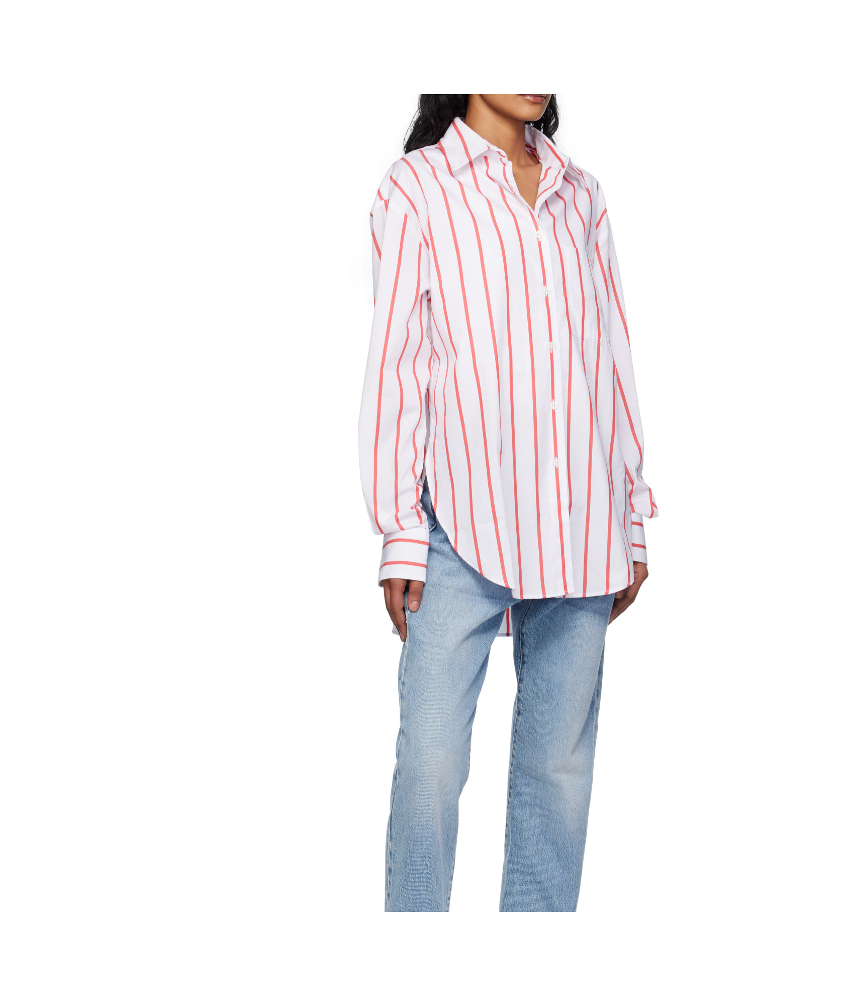 The Frankie Shop Lui Oversized Striped Cotton-poplin Shirt In White