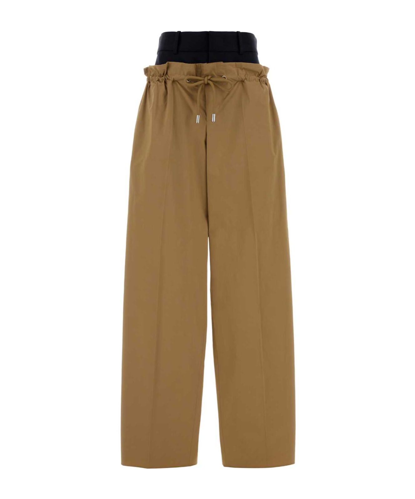 Dsquared2 Wide Leg Poplin Trousers Drawstring Waist In Brown
